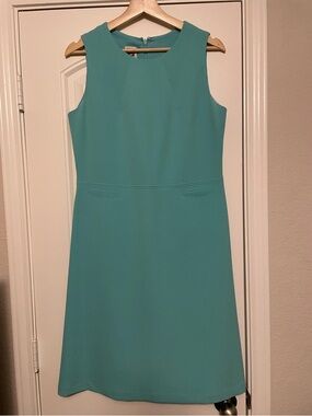 Anne Klien Sleeveless Teal Shift Dress - Classic Women's Daywear.  Size 10
